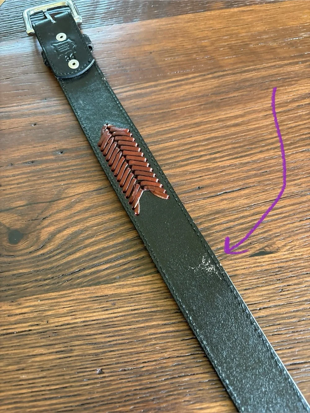 Western Hand Tooled Leather Rodeo Black/Brown Leather Belt, Cowboy, Unisex 34